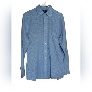 Stafford Men's Light Blue Checkered Dress Shirt